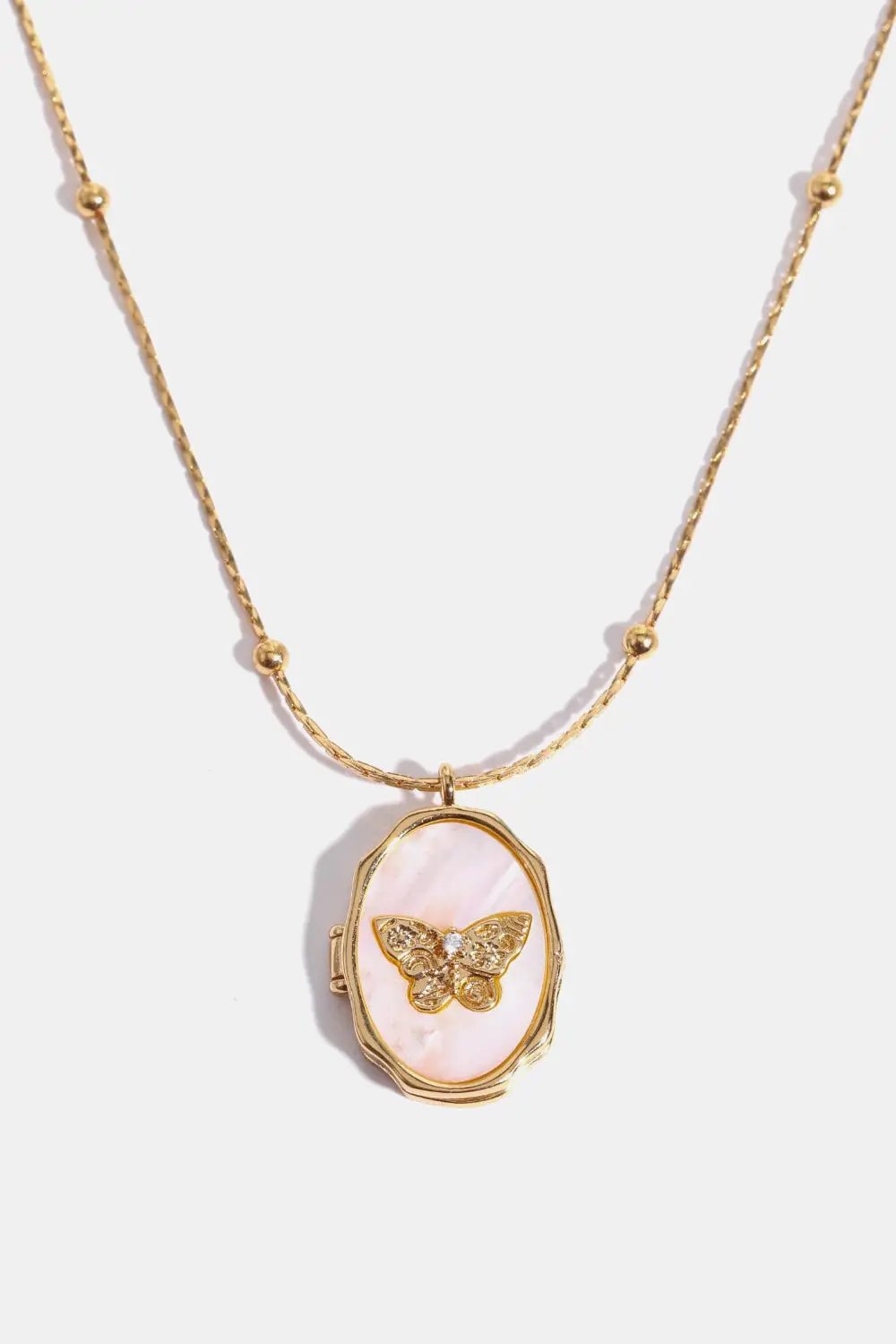 Butterfly Shell Pendant Copper Necklace by Trendsi