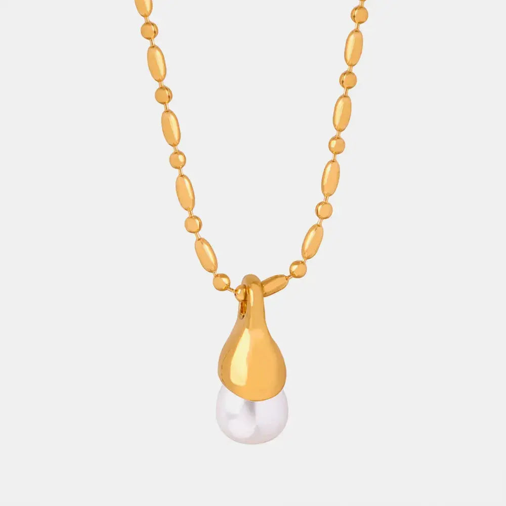 Titanium Steel Pearl Pendant Necklace by Trendsi