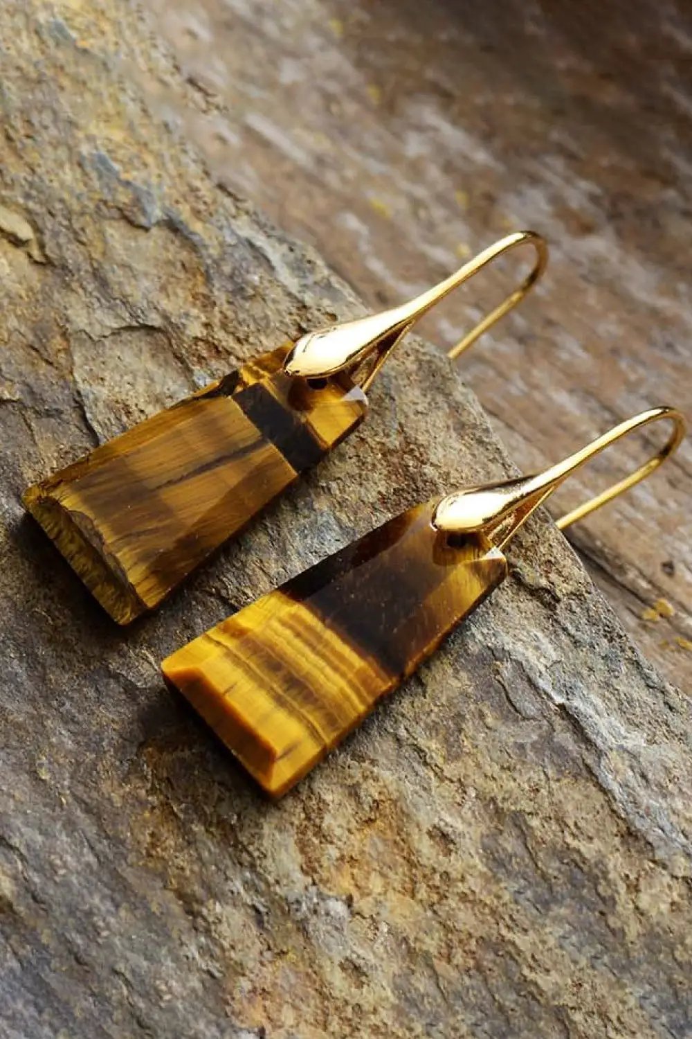 Handmade Geometrical Shape Natural Stone Dangle Earrings by Trendsi