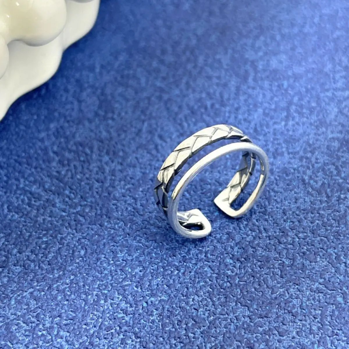 925 Sterling Silver Open Cuff Ring by Trendsi