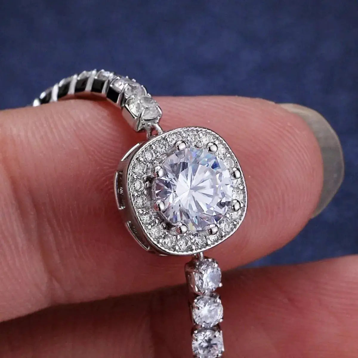 1 Carat Moissanite 925 Sterling Silver Chain Bracelet by Trendsi