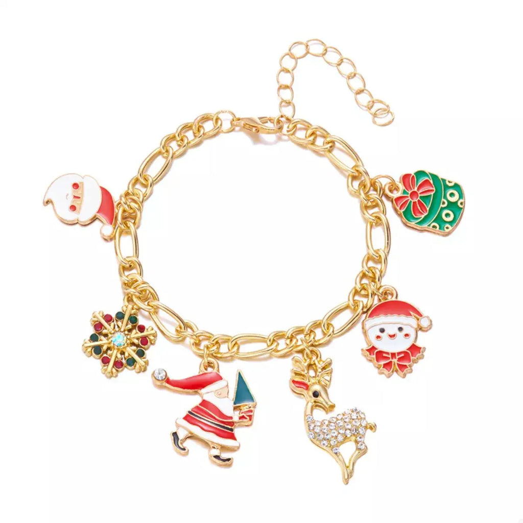 Christmas 18K Gold-Plated Charm Bracelet by Trendsi