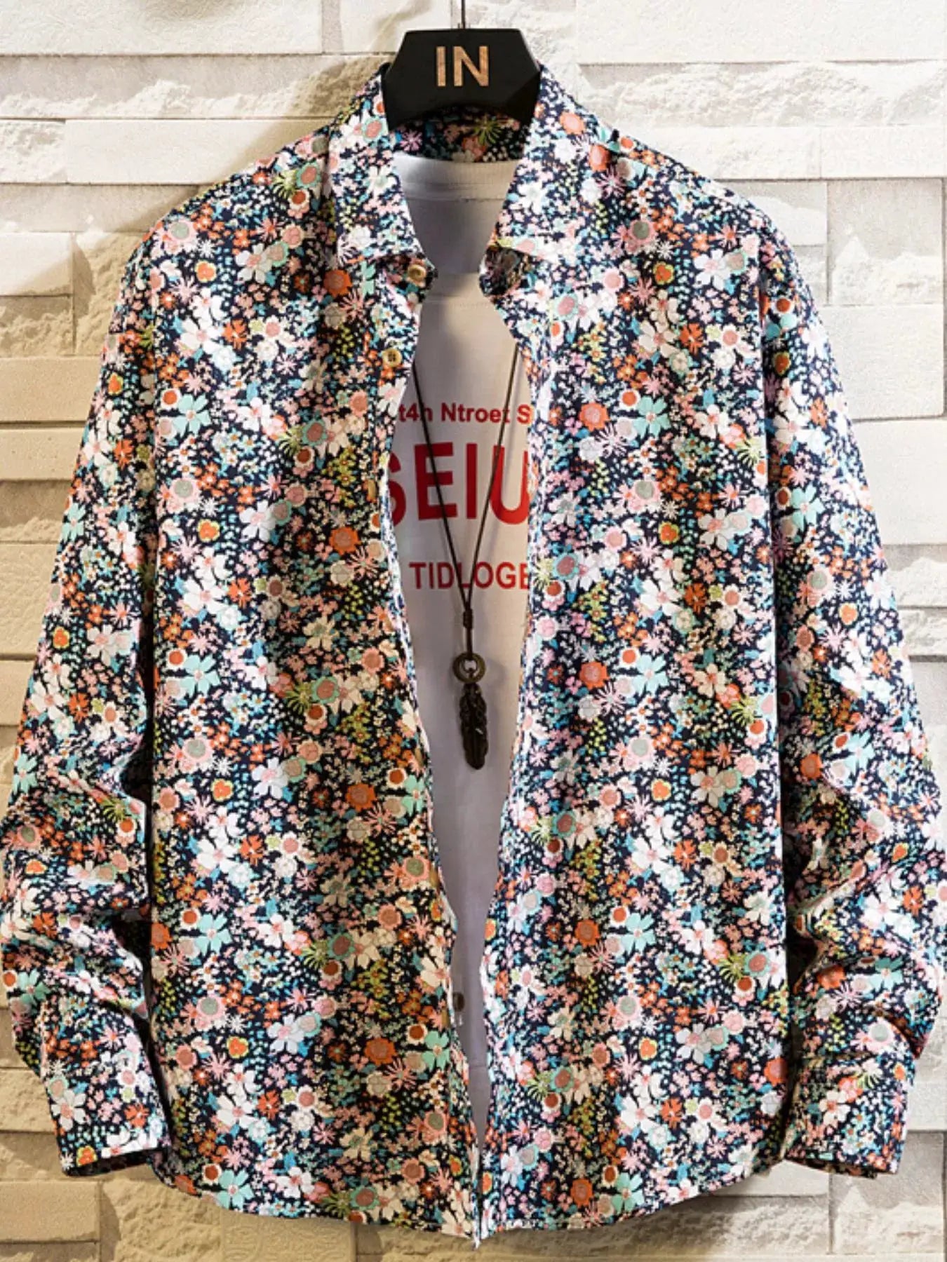 Men's Plus Size Printed Button Up Shirt by Trendsi