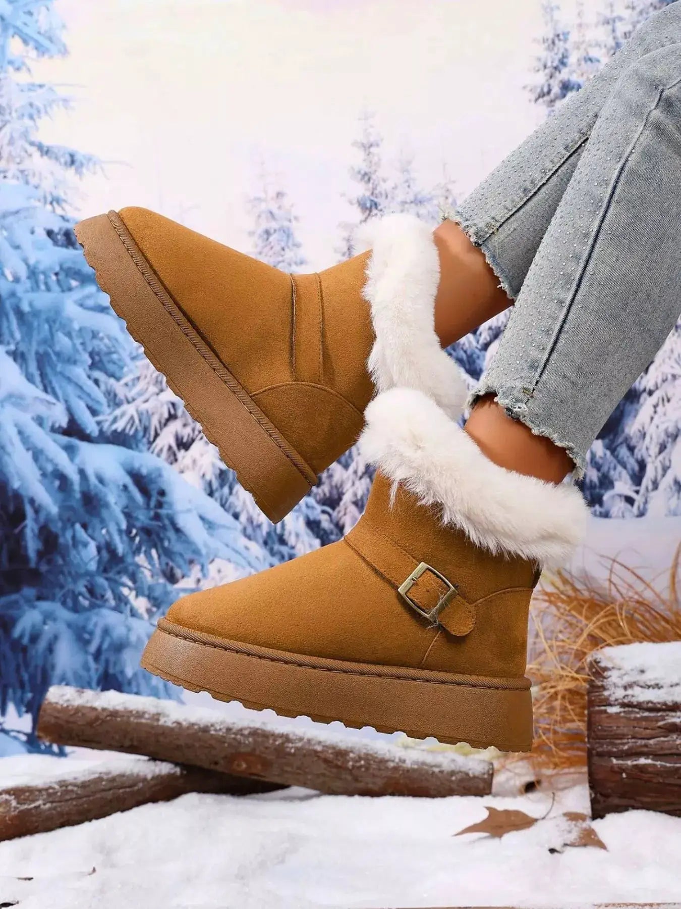 Round Toe Platform Boots by Trendsi