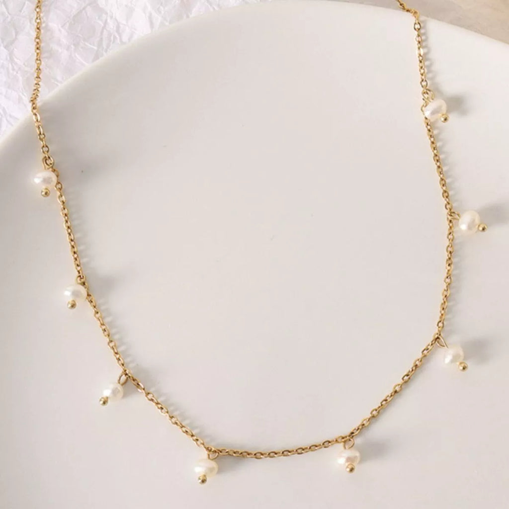 Freshwater Pearl 18K Gold-Plated Necklace by Trendsi