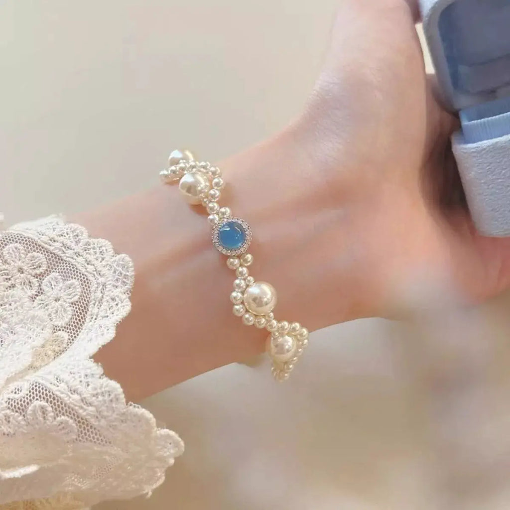 Pearl 925 Sterling Silver Zircon Bracelet by Trendsi