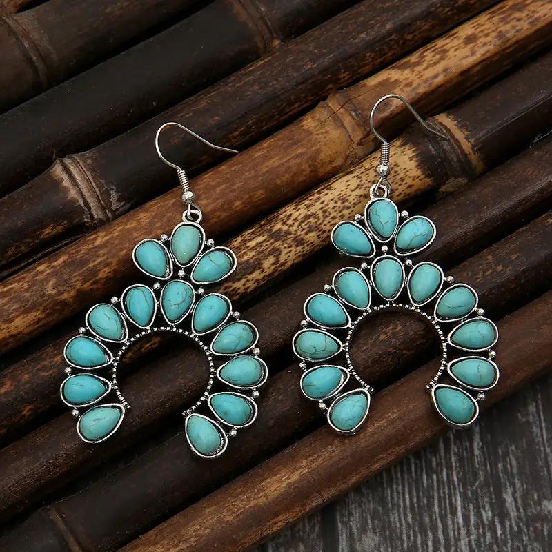 Artificial Turquoise Drop Earrings by Trendsi