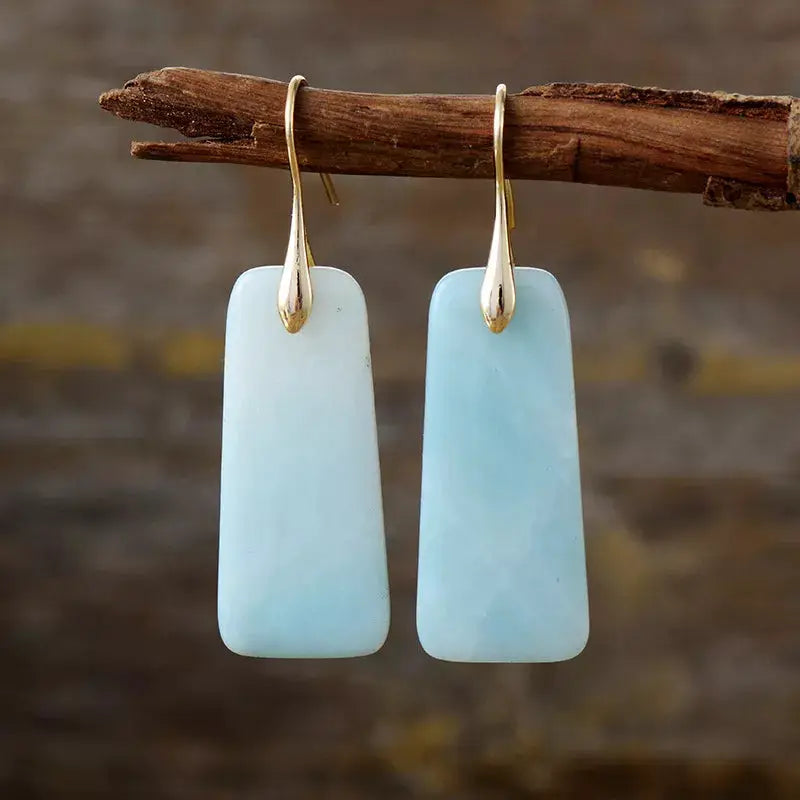 Natural Stone Geometric Shape Earrings by Trendsi