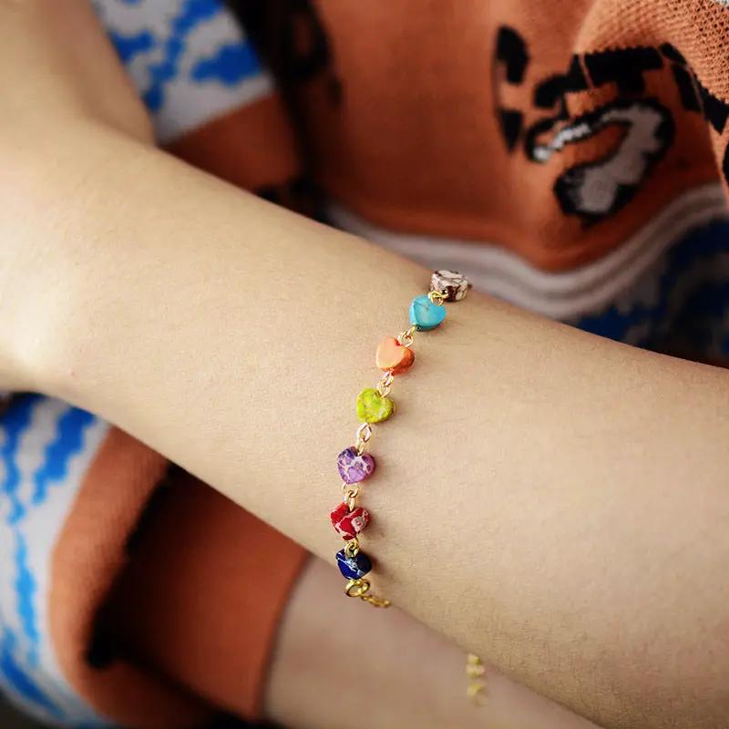 Heart Natural Stone Bracelet by Trendsi