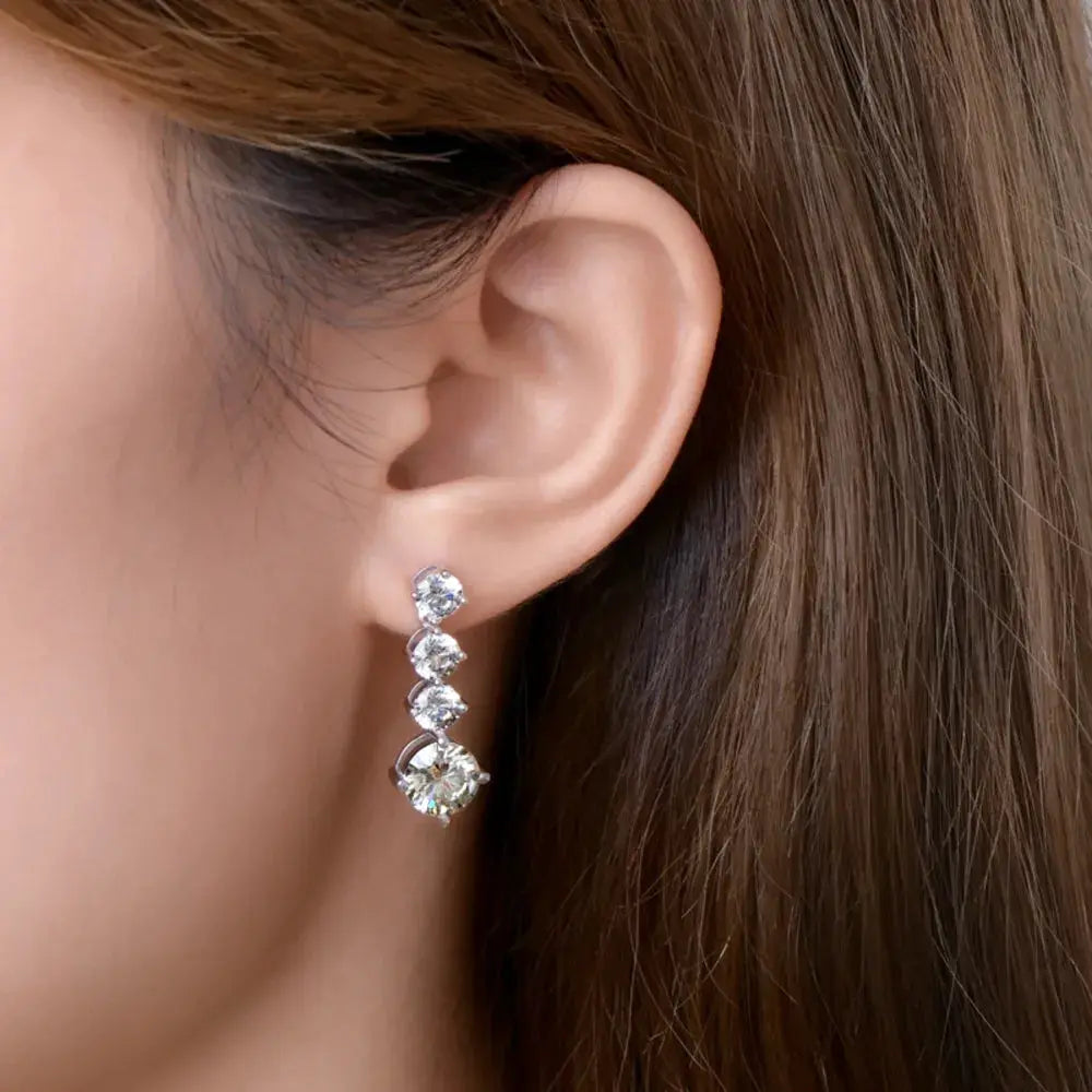 4 Carat Moissanite 925 Sterling Silver Earrings by Trendsi