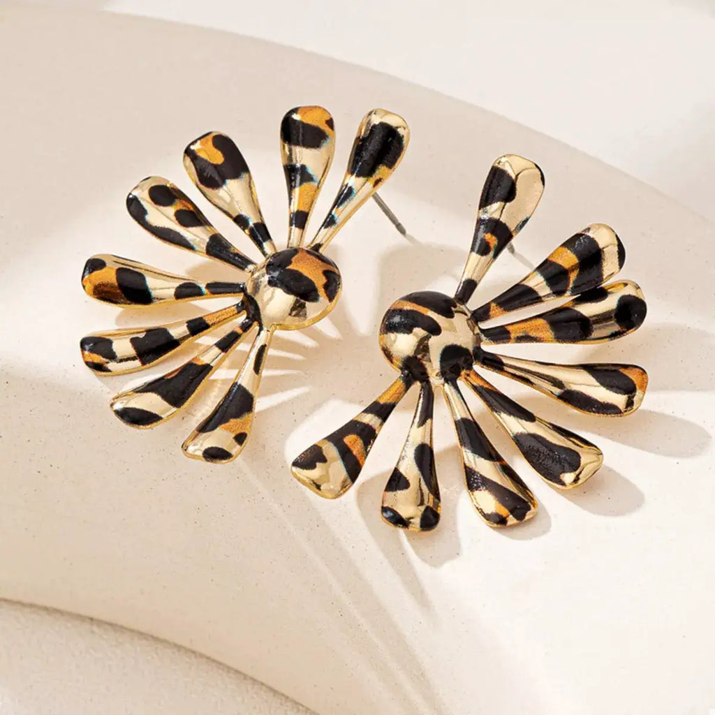 Leopard Print Fan-Shaped Earrings by Trendsi