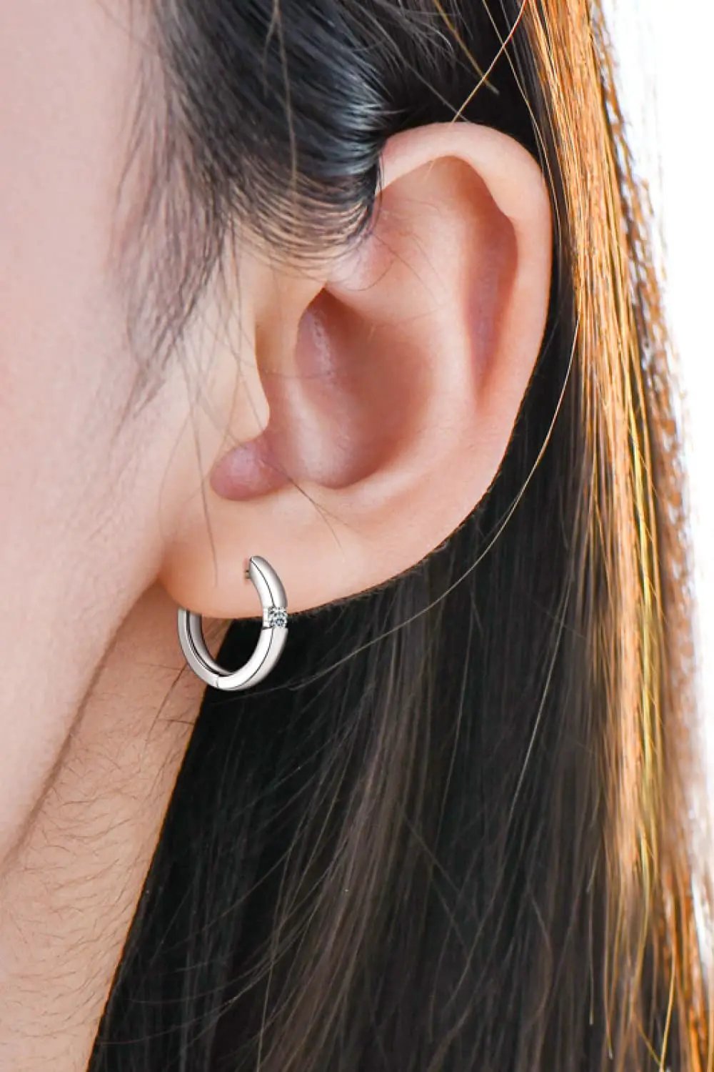 Moissanite 925 Sterling Silver Huggie Earrings by Trendsi