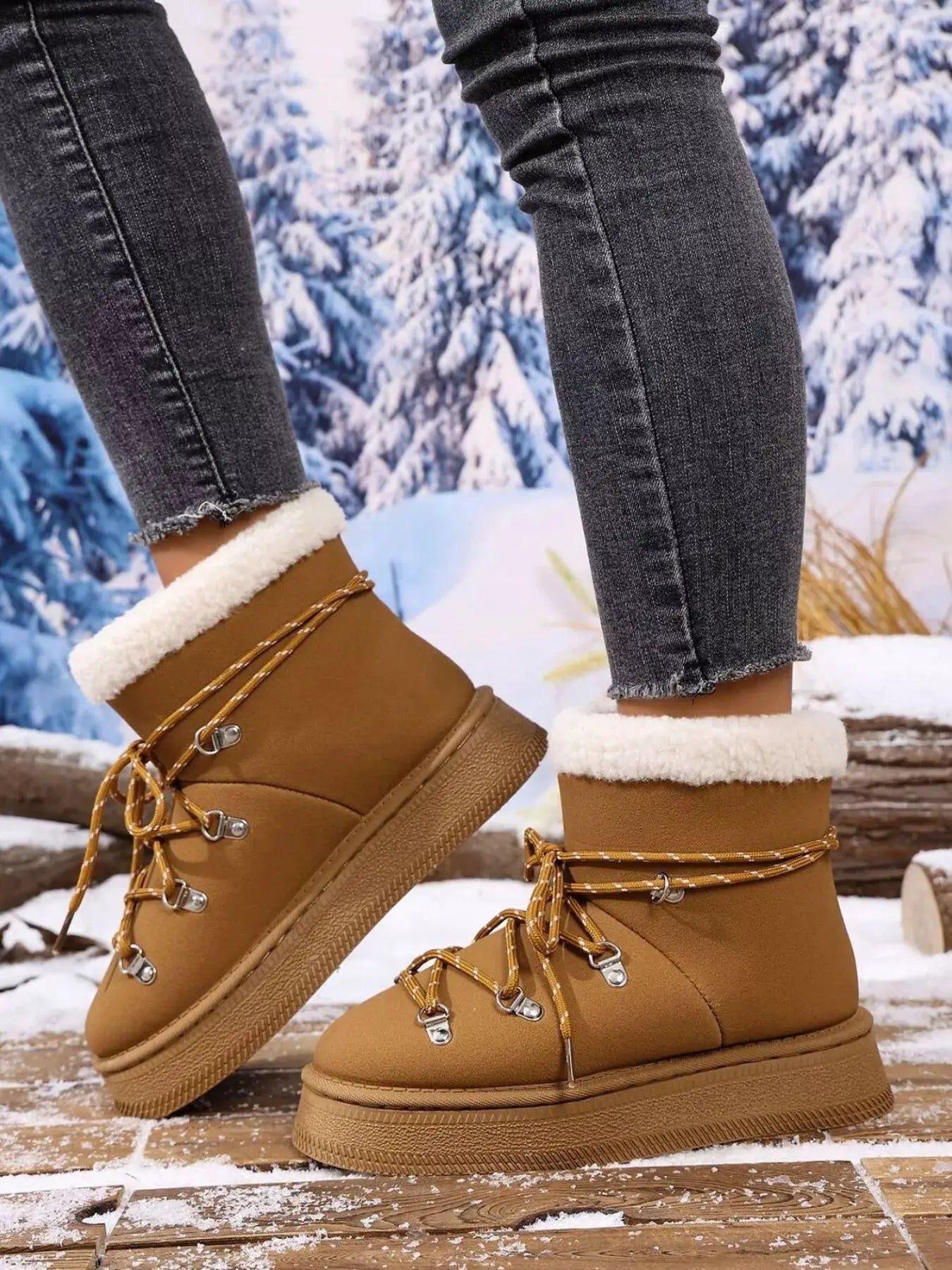 Round Toe Platform Boots by Trendsi