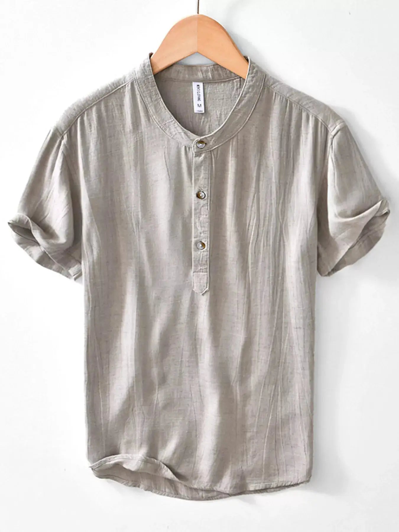 Men's Plus Size Button Detail Short Sleeve Blouse by Trendsi