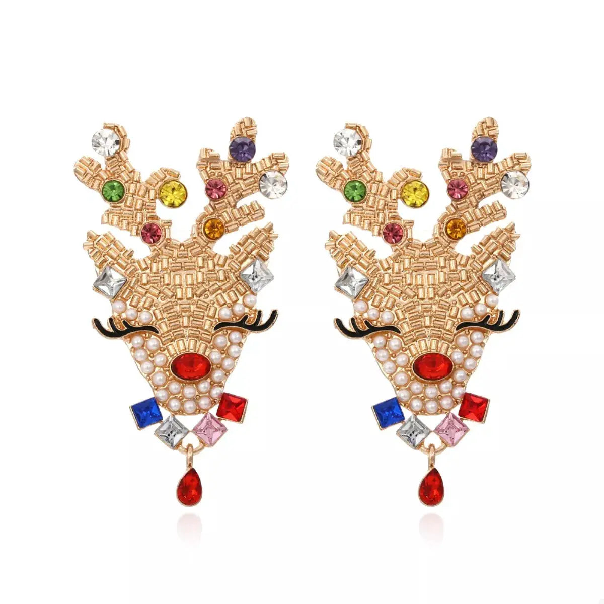 Christmas Reindeer Rhinestone Earrings by Trendsi