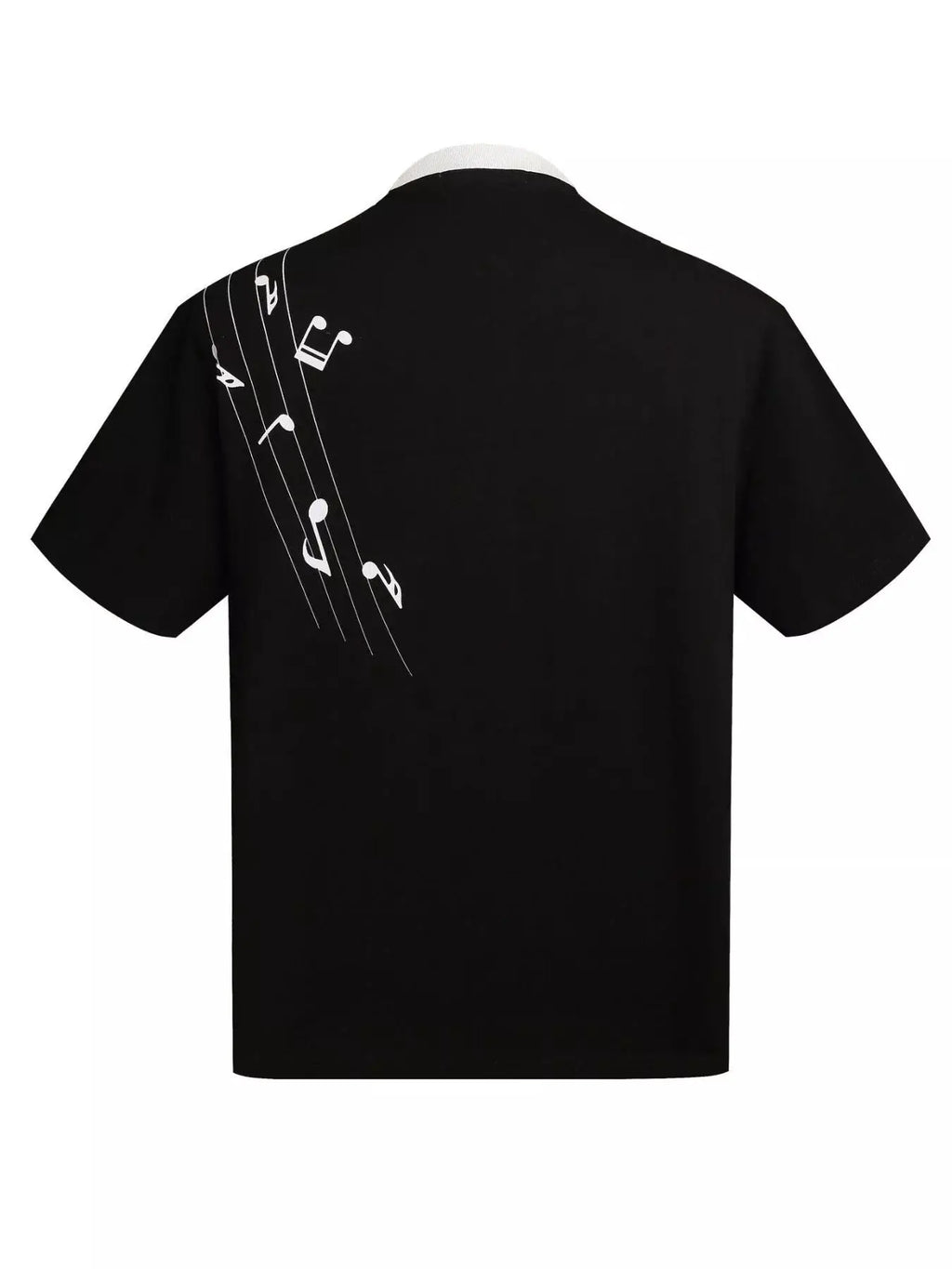Men's Contrast Striped Music Print T-Shirt by Trendsi