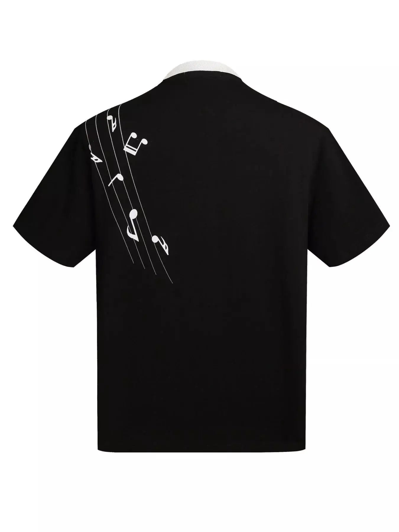 Men's Contrast Striped Music Print T-Shirt by Trendsi