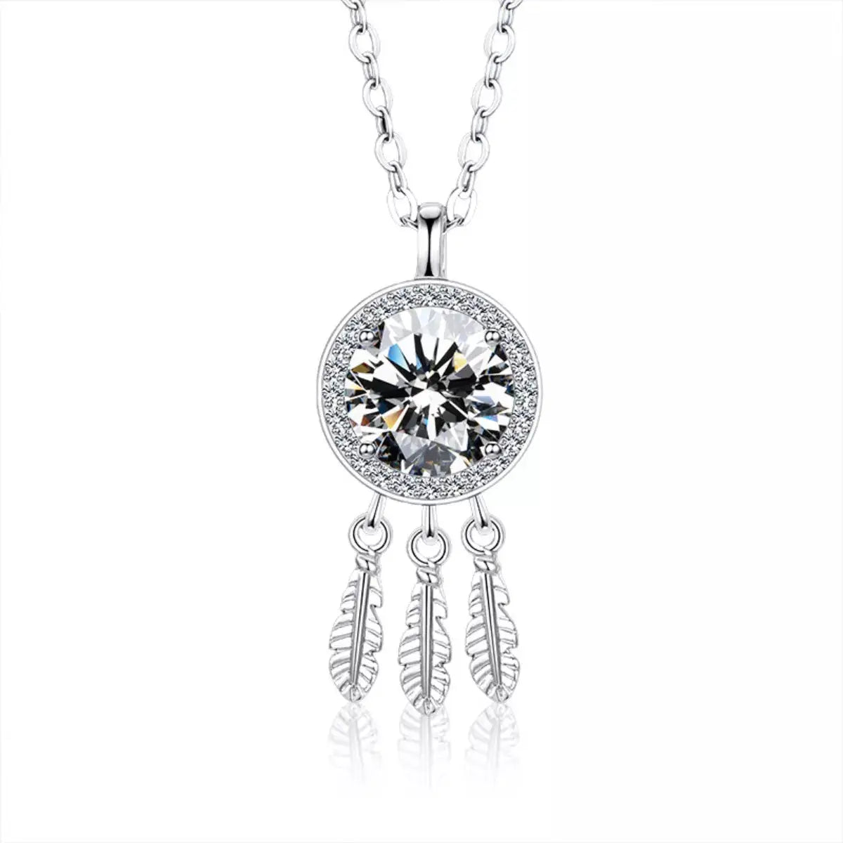 1 Carat Moissanite 925 Sterling Silver Dreamcatcher Pendant Necklace by Trendsi