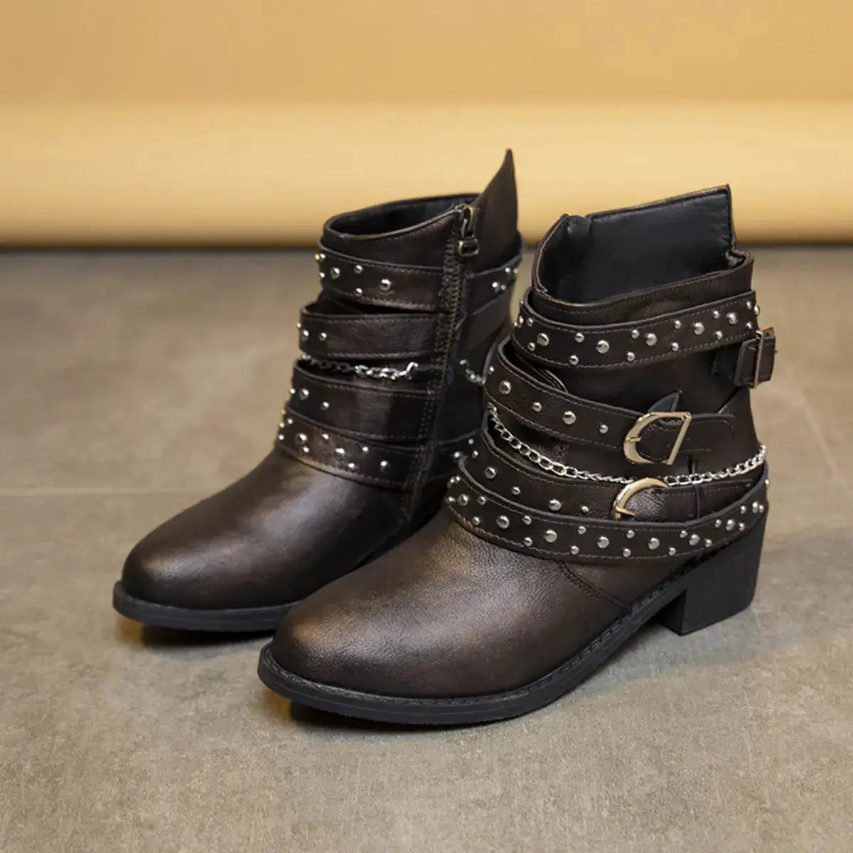Round Toe Block Heels Boots by Trendsi