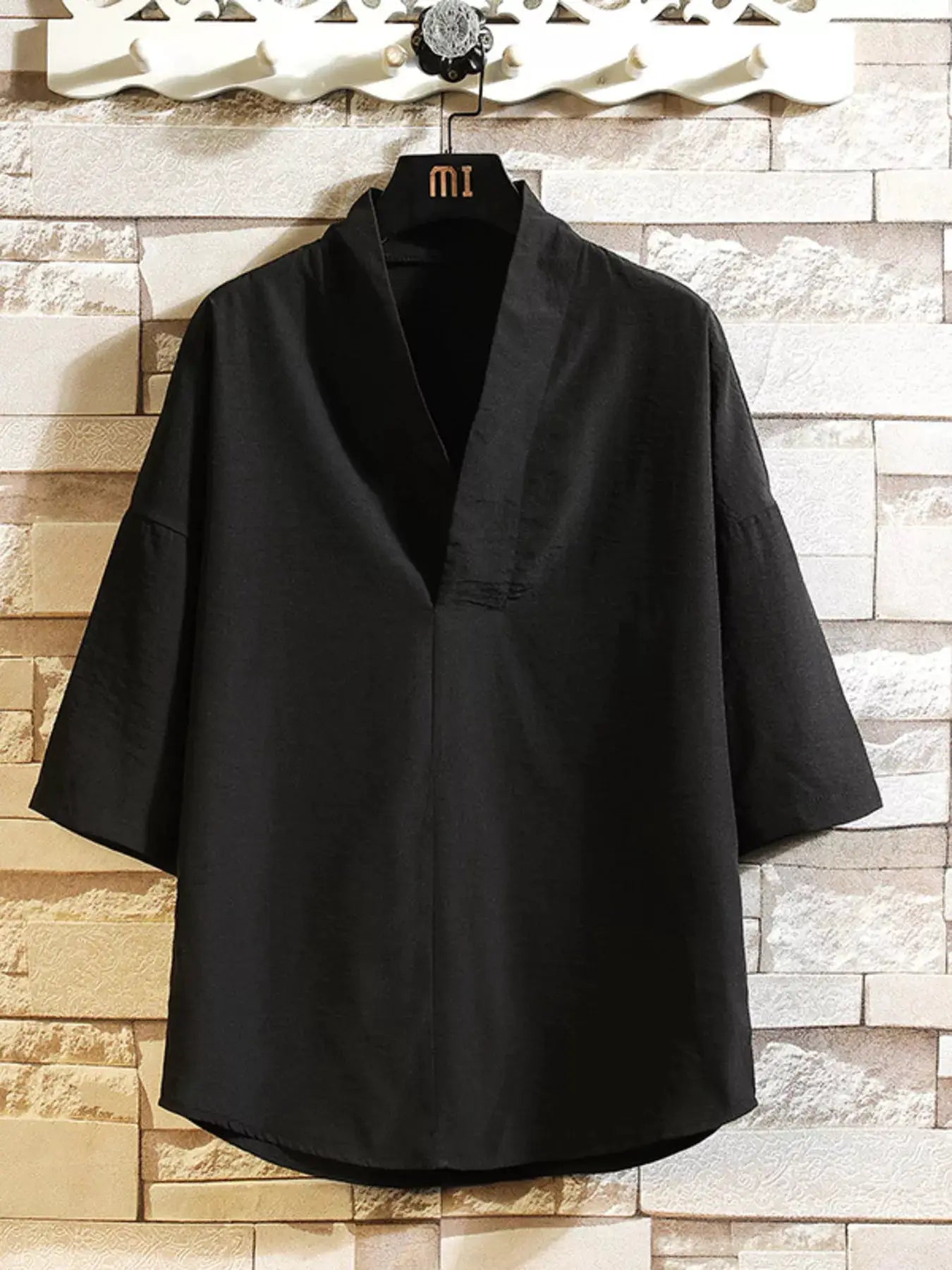 Men's Plus Size Casual Half Sleeve Kimono Shirt by Trendsi