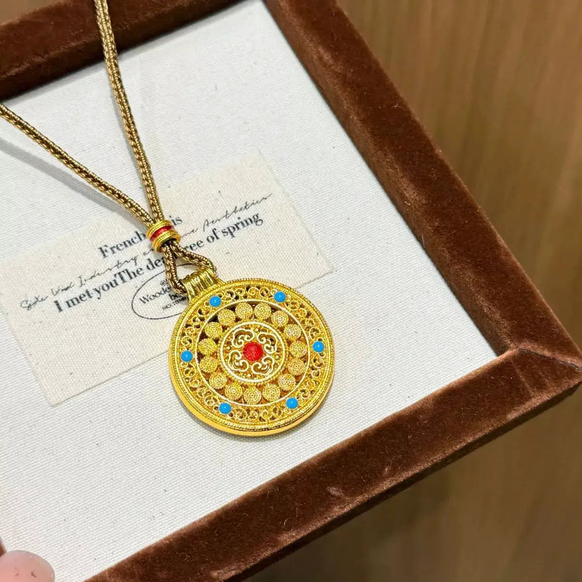 18K Gold-Plated Round Pendant Necklace by Trendsi