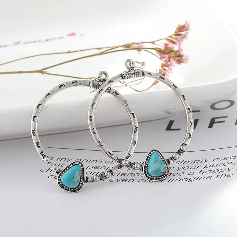 Artificial Turquoise Drop Earrings by Trendsi