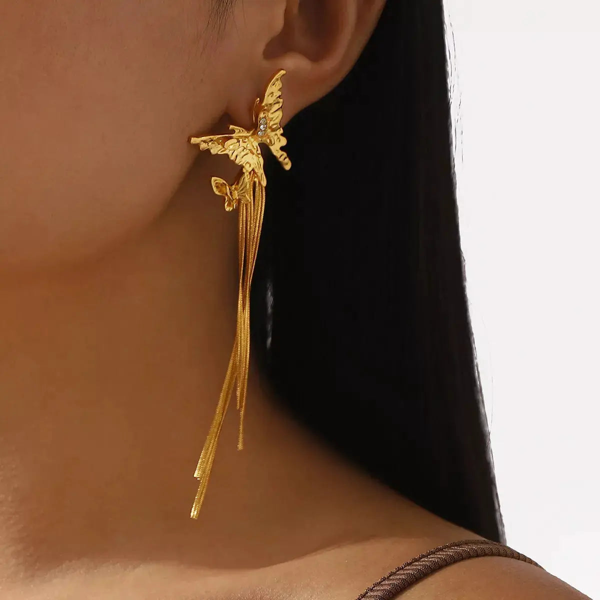 Butterfly Fringe Dangle Earrings by Trendsi