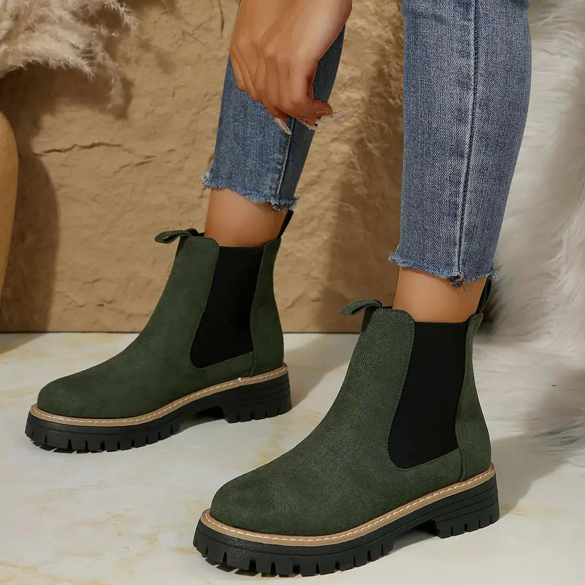 Round Toe Platform Boots by Trendsi