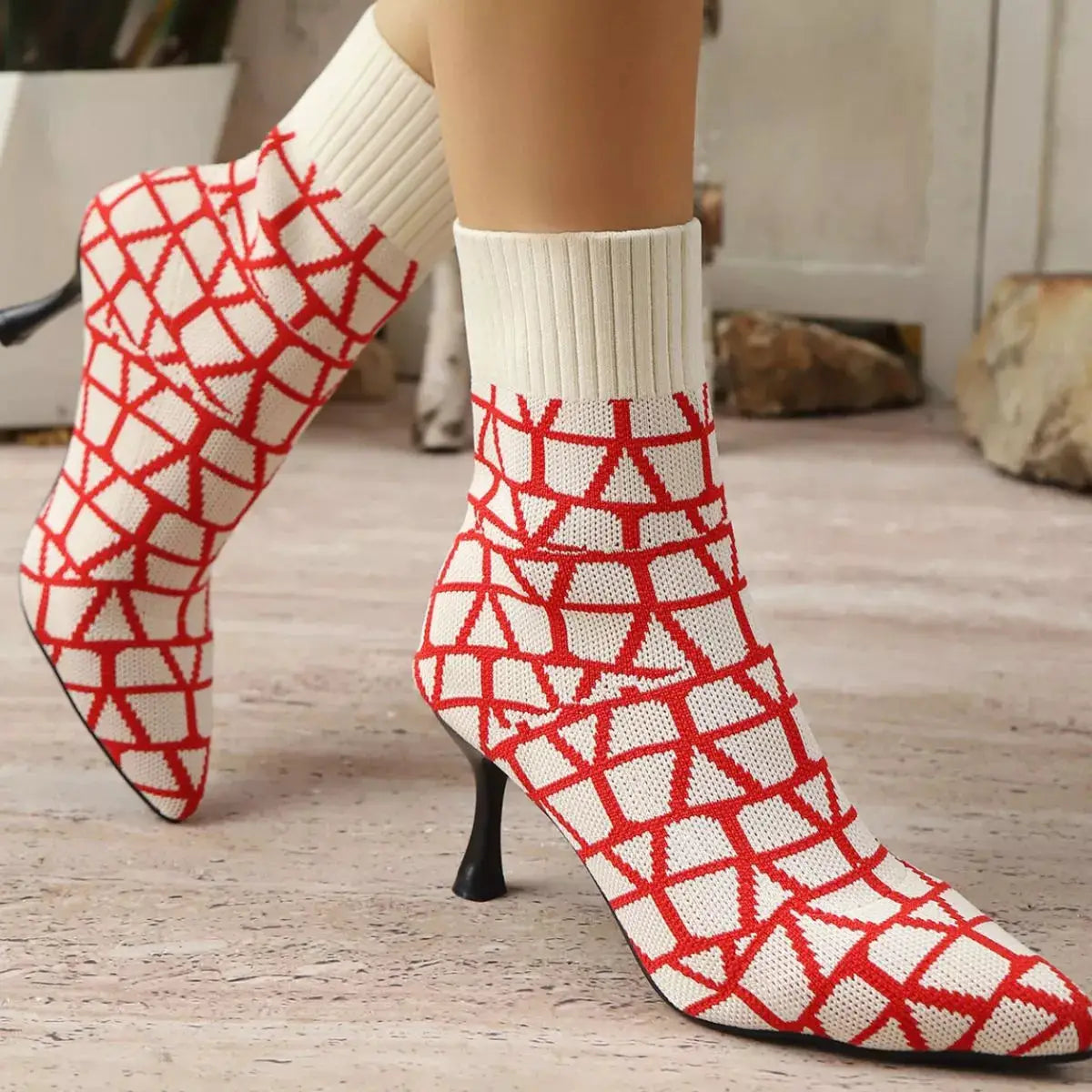 Point Toe Flared Heel Boots by Trendsi