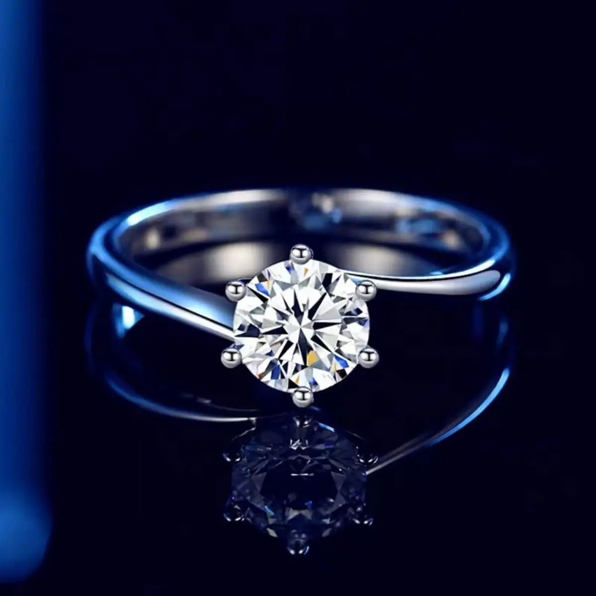 1 Carat Moissanite 925 Sterling Silver Ring by Trendsi