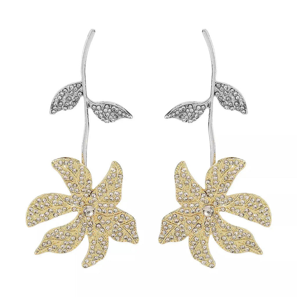 Rhinestone Flower Dangle Earrings by Trendsi