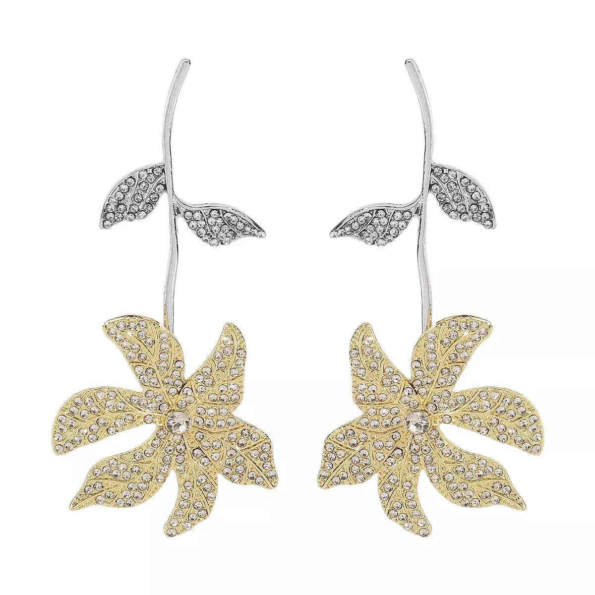 Rhinestone Flower Dangle Earrings by Trendsi