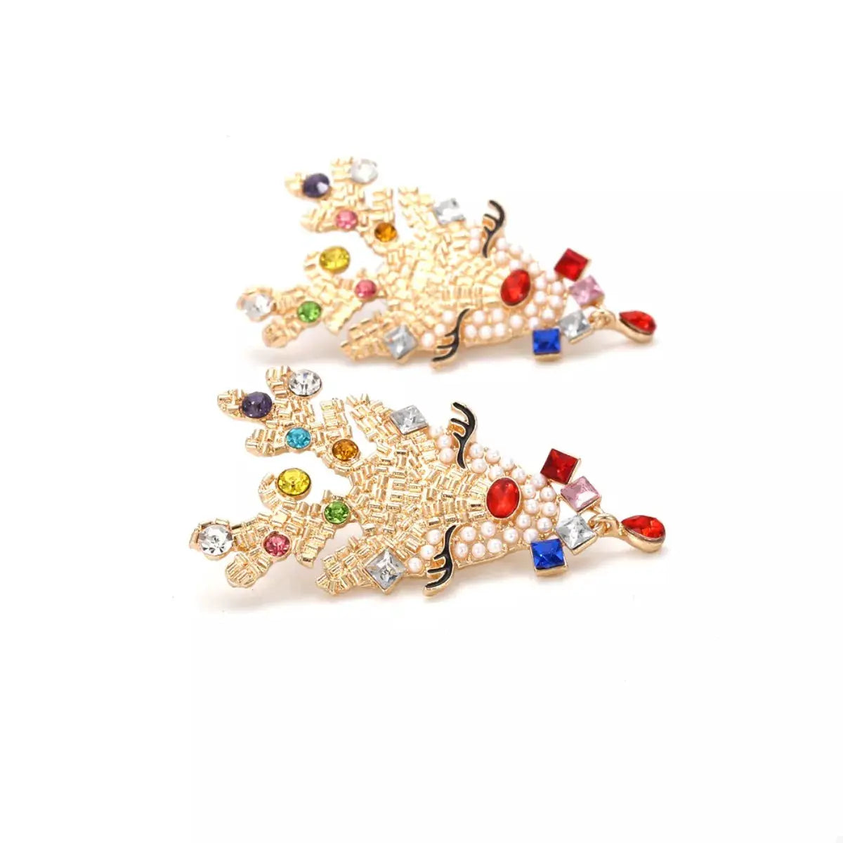 Christmas Reindeer Rhinestone Earrings by Trendsi