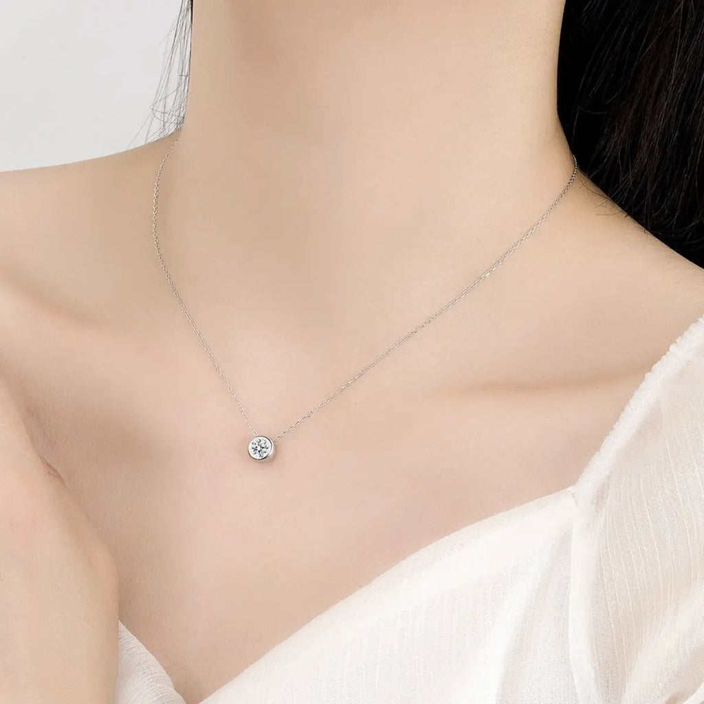 1 Carat Moissanite 925 Sterling Silver Pendant Necklace by Trendsi