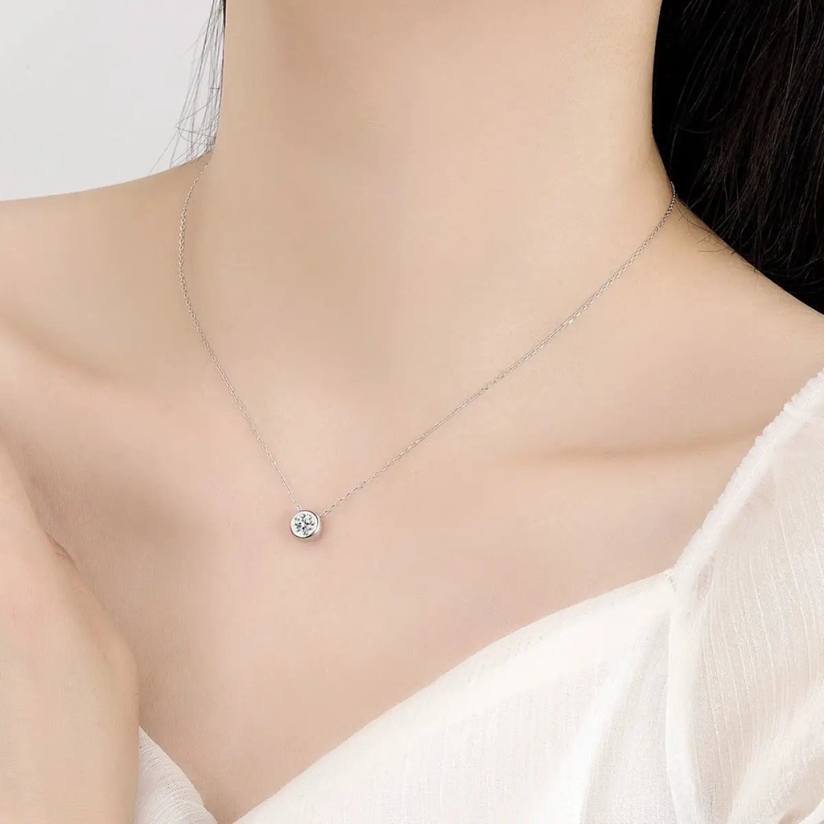 1 Carat Moissanite 925 Sterling Silver Pendant Necklace by Trendsi