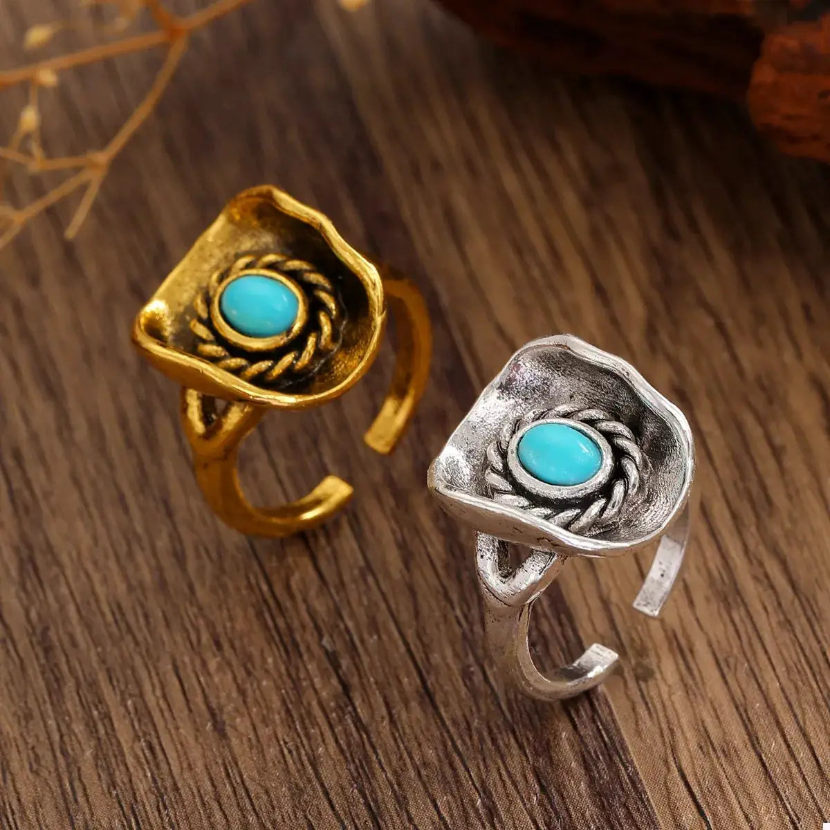 4 Piece Vintage Western Style Bull Head Rings by Trendsi