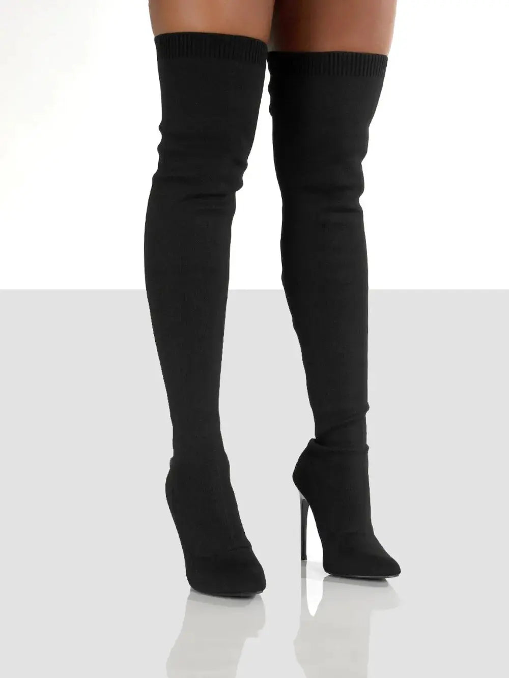 Point Toe Over Knee Stiletto Boots by Trendsi