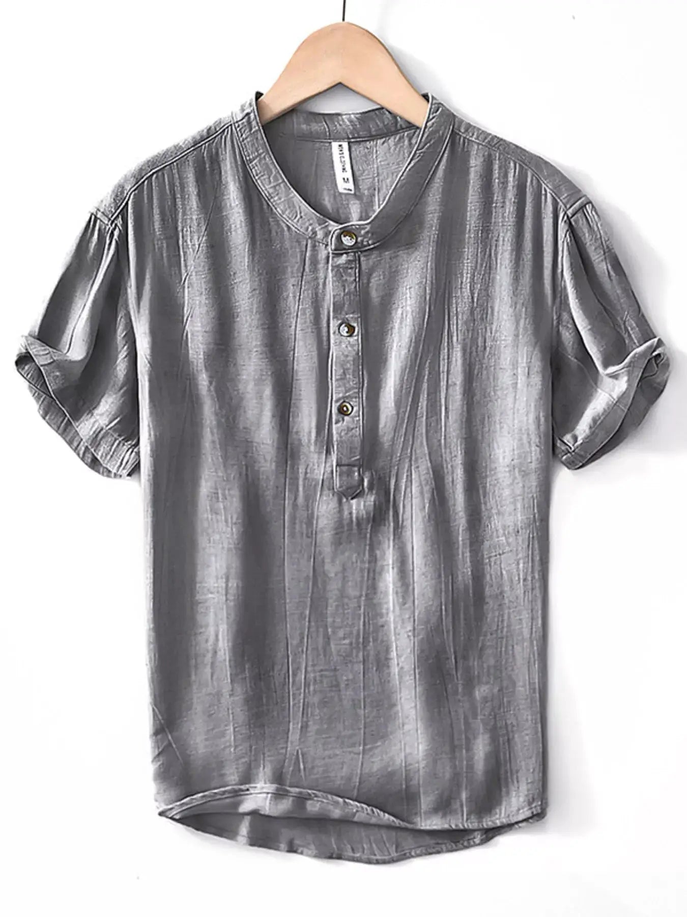 Men's Plus Size Button Detail Short Sleeve Blouse by Trendsi