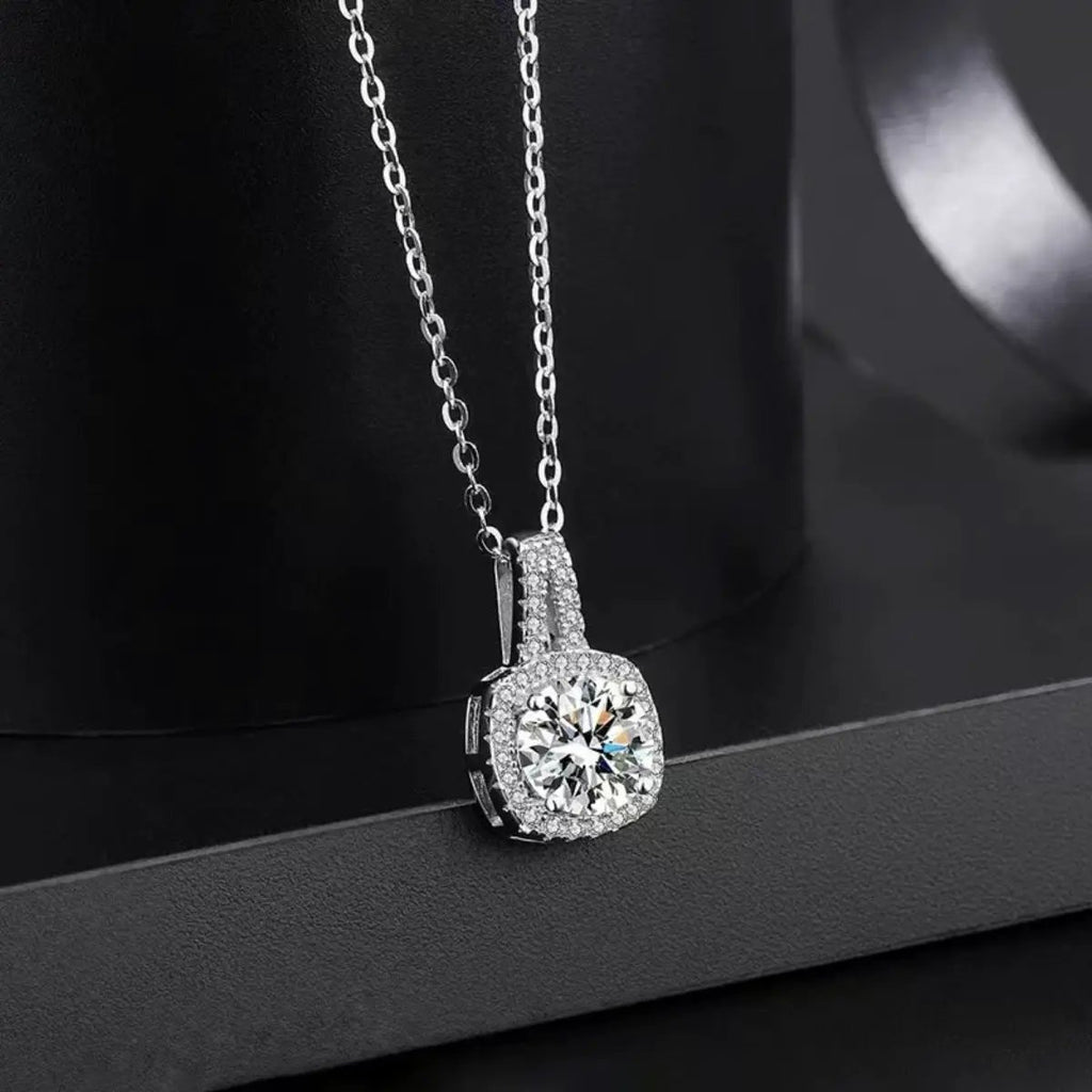 1 Carat Moissanite 925 Sterling Silver Pendant Necklace by Trendsi