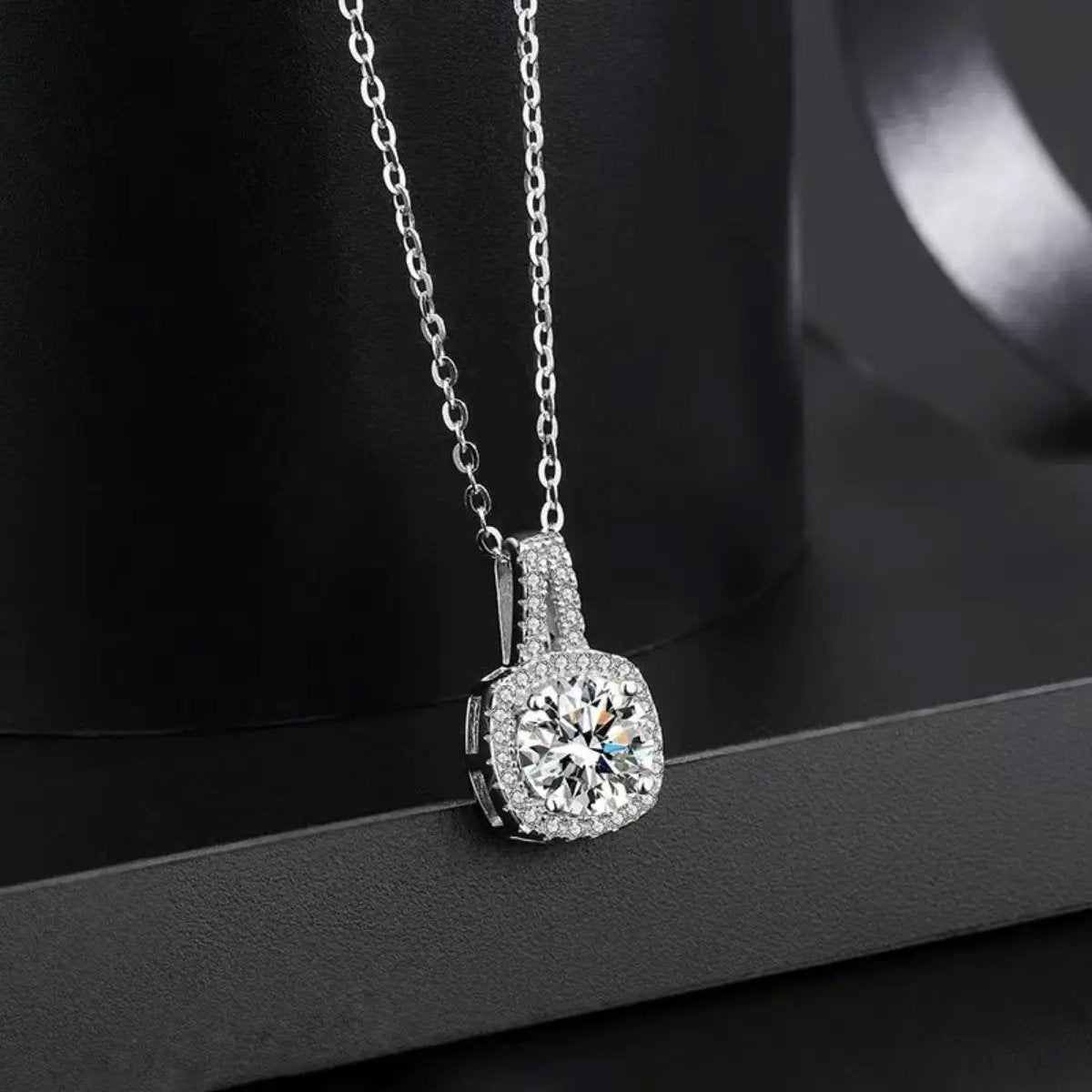 1 Carat Moissanite 925 Sterling Silver Pendant Necklace by Trendsi