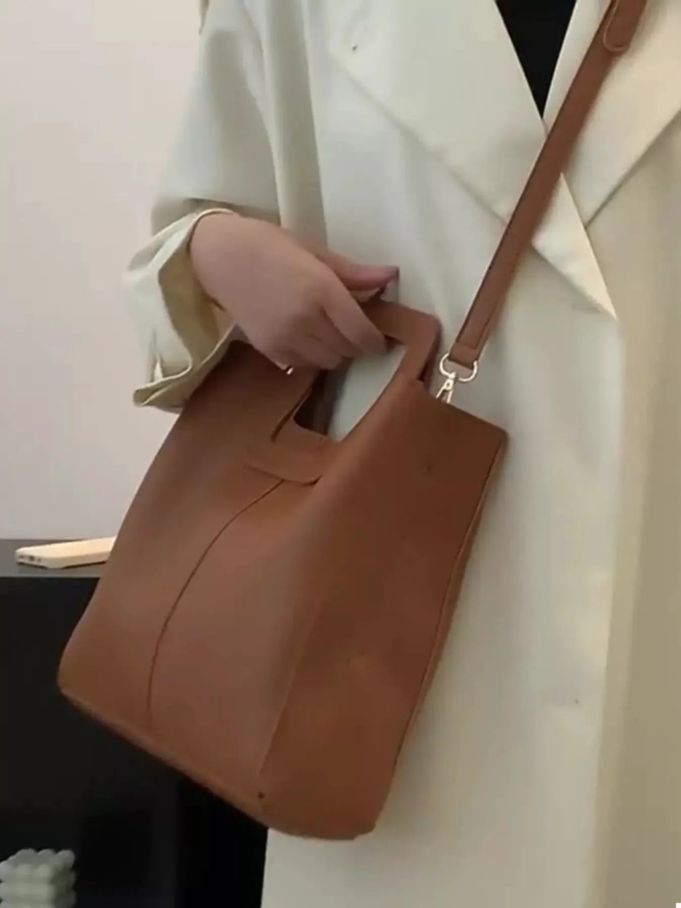 Square Handle PU Leather Crossbody Bag by Trendsi