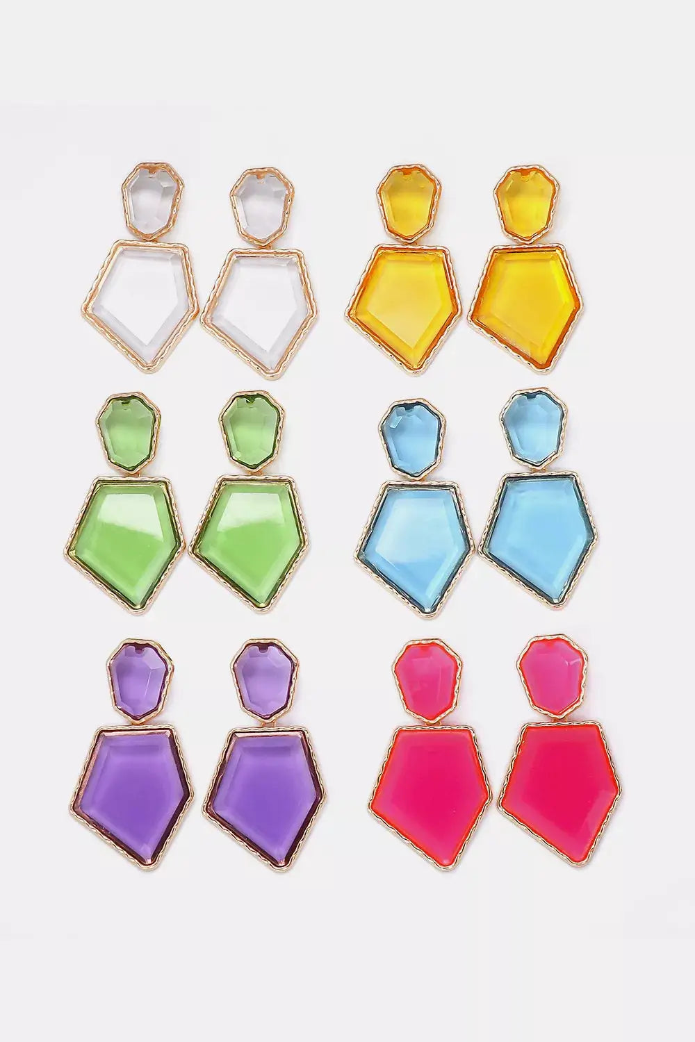 Geometrical Shape Zinc Alloy Frame Resin Dangle Earrings by Trendsi