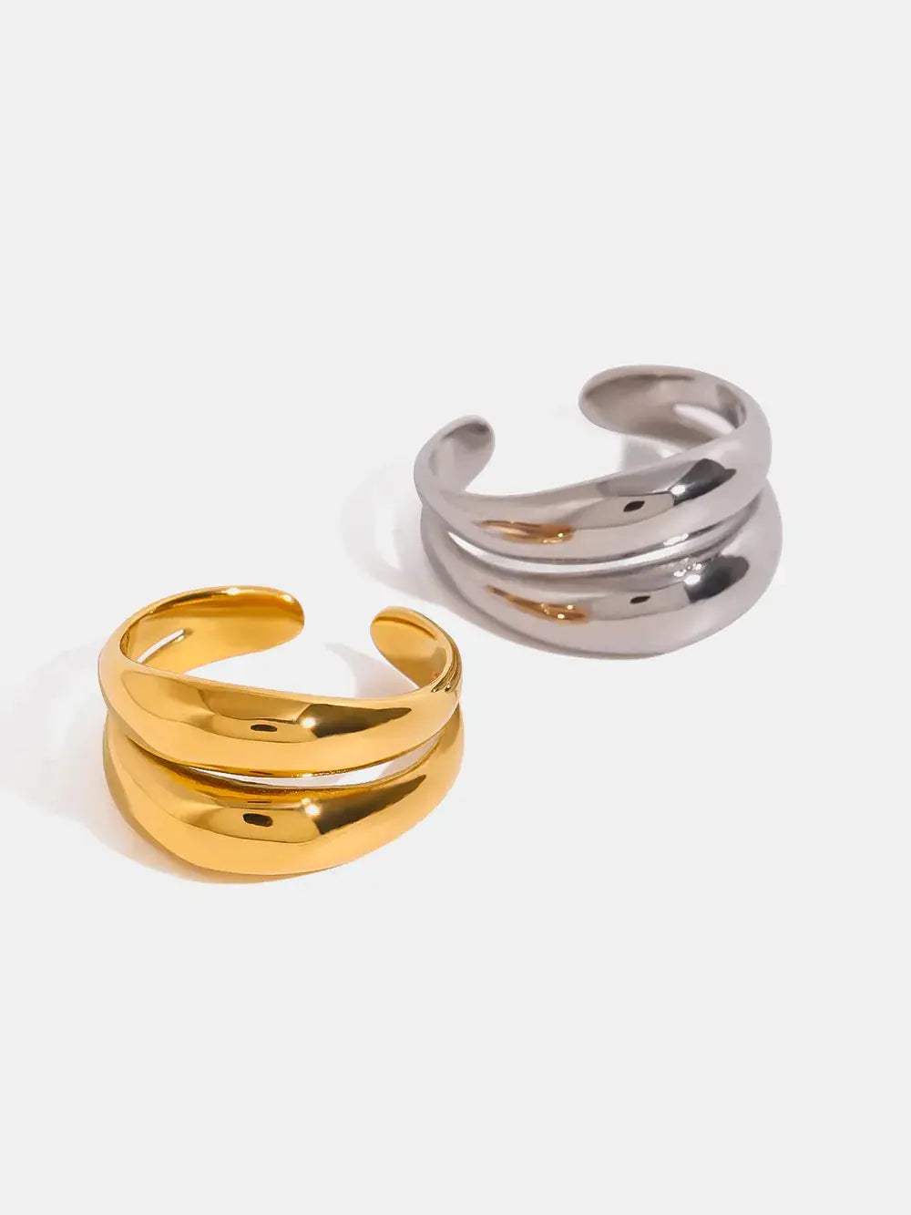 Stainless Steel Double-Layered Ring by Trendsi
