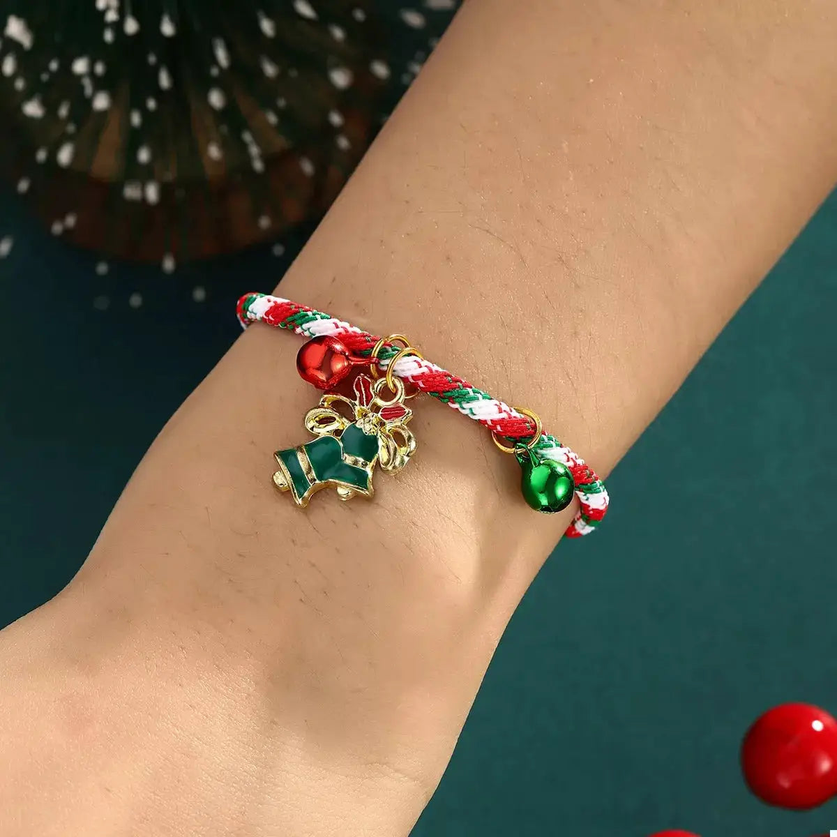 Christmas Charm Braided Rope Bracelet by Trendsi