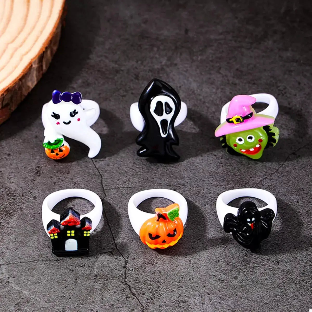 6 Piece Halloween Themed Rings by Trendsi