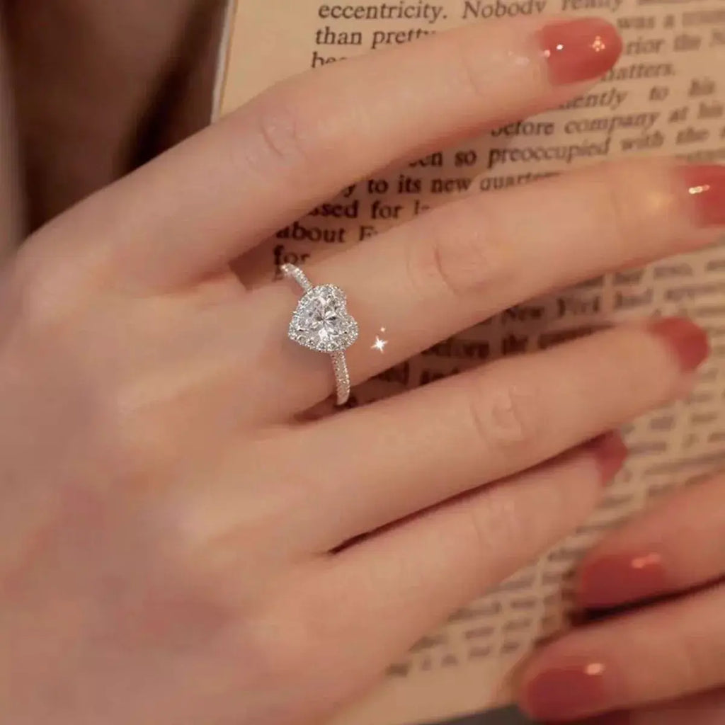 1 Carat Moissanite 925 Sterling Silver Heart Ring by Trendsi