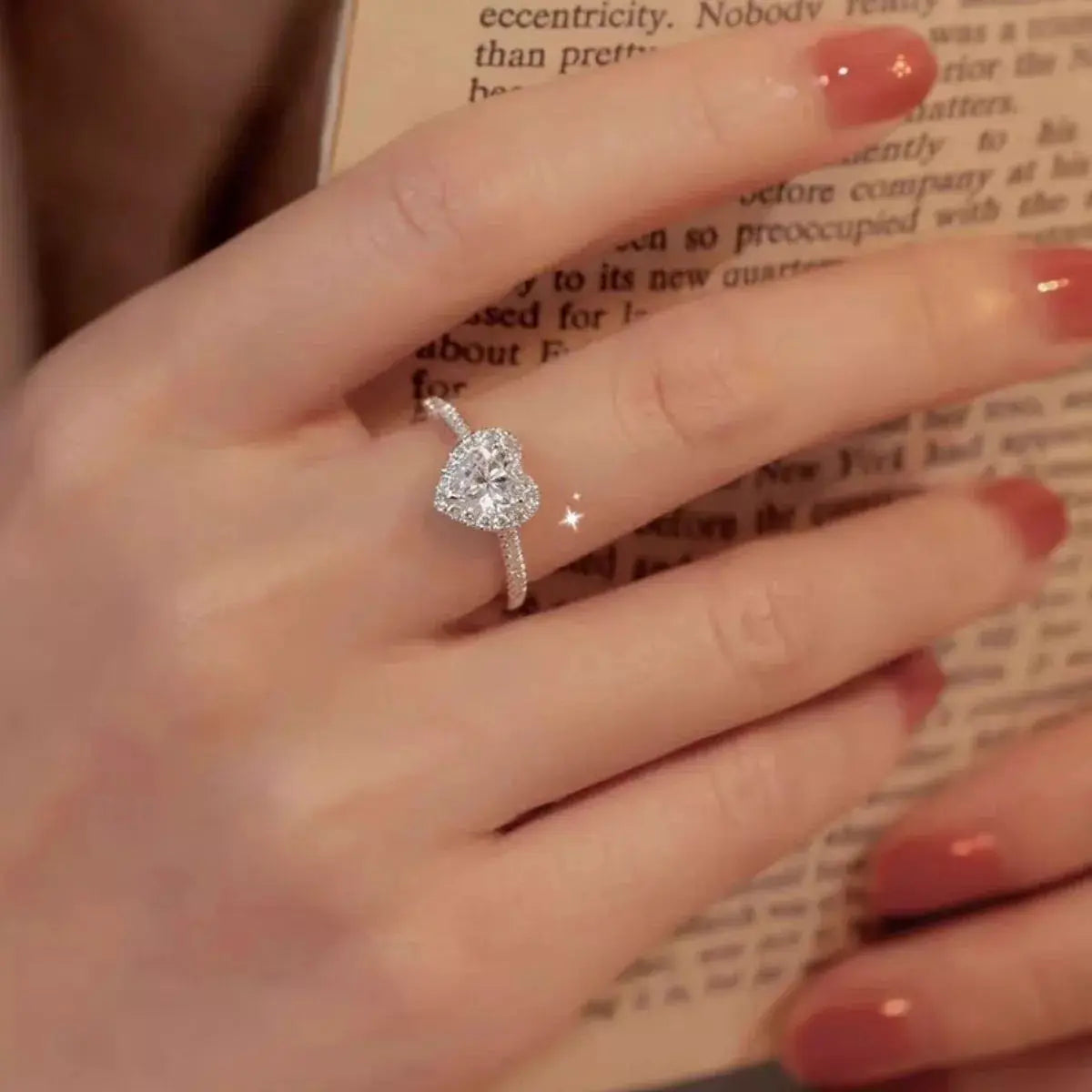 1 Carat Moissanite 925 Sterling Silver Heart Ring by Trendsi