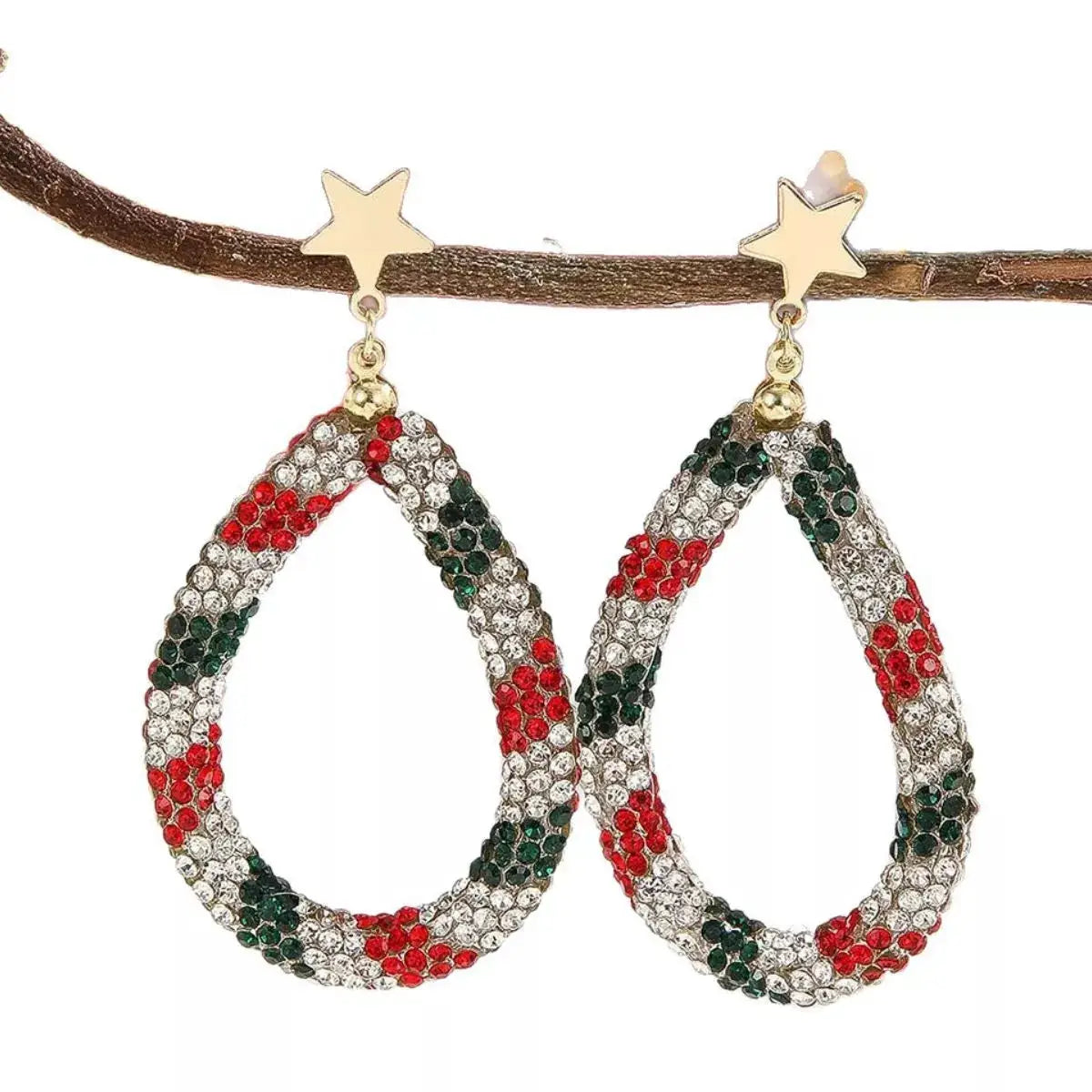 Christmas Rhinestone Teardrop Earrings by Trendsi