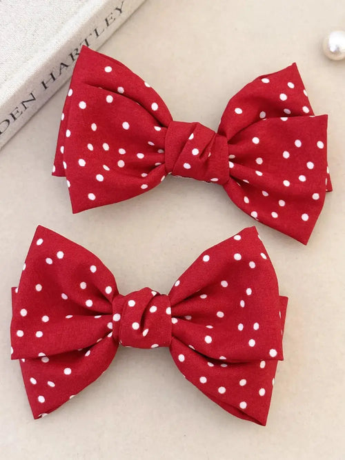 2-Piece Polka Dot Bow Hair Clip by Trendsi