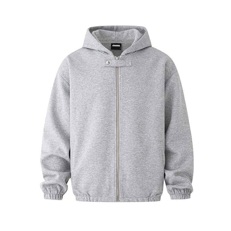 Preppy Style Hooded Cardigan Sweatshirt Men Autumn Loose Casual Short Coat Commute Outfit